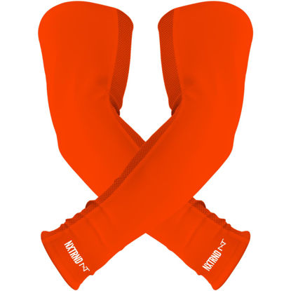 Picture of Nxtrnd Air-TEK Arm Sleeves, Breathable Football Arm Sleeves, Compression Arm Sleeves for Men, Sold as a Pair (Medium, Orange)