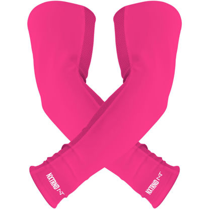 Picture of Nxtrnd Air-TEK Arm Sleeves, Breathable Football Arm Sleeves, Compression Arm Sleeves for Men, Sold as a Pair (Large, Pink)