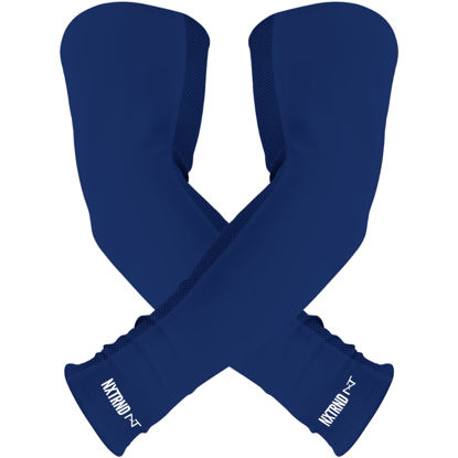 Picture of Nxtrnd Air-TEK Arm Sleeves, Breathable Football Arm Sleeves, Compression Arm Sleeves for Men, Sold as a Pair (Medium, Navy Blue)