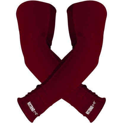 Picture of Nxtrnd Air-TEK Arm Sleeves, Breathable Football Arm Sleeves, Compression Arm Sleeves for Men, Sold as a Pair (Large, Maroon)