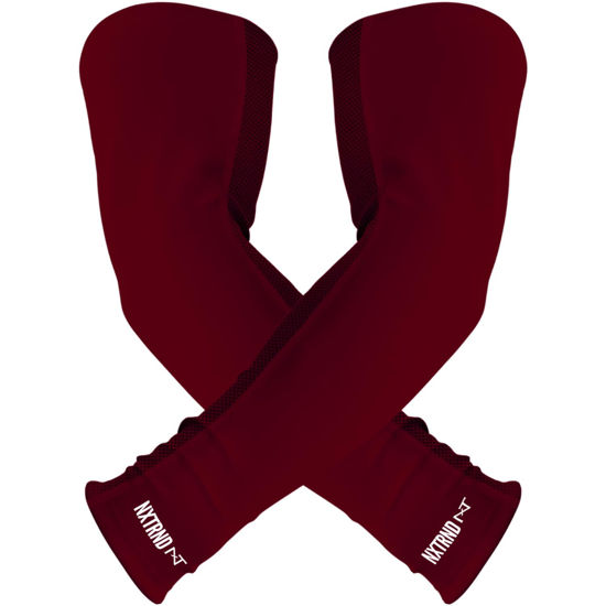 Picture of Nxtrnd Air-TEK Arm Sleeves, Breathable Football Arm Sleeves, Compression Arm Sleeves for Men, Sold as a Pair (Large, Maroon)