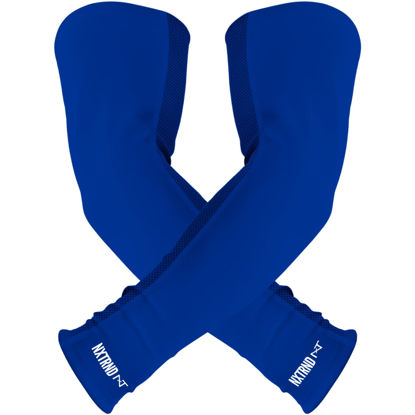 Picture of Nxtrnd Air-TEK Arm Sleeves, Breathable Football Arm Sleeves, Compression Arm Sleeves for Men, Sold as a Pair (Large, Blue)