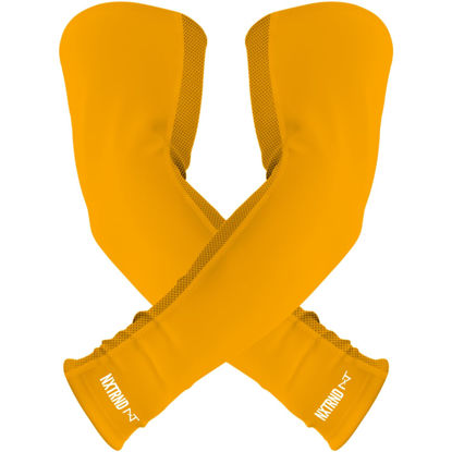 Picture of Nxtrnd Air-TEK Arm Sleeves, Breathable Football Arm Sleeves, Compression Arm Sleeves for Men, Sold as a Pair (Large, Yellow)