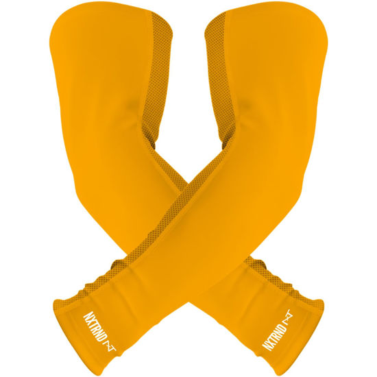 Picture of Nxtrnd Air-TEK Arm Sleeves, Breathable Football Arm Sleeves, Compression Arm Sleeves for Men, Sold as a Pair (Large, Yellow)