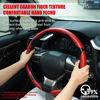 Picture of Amiss 3pcs Car Carbon Fiber Anti-Skid Steering Wheel Cover, Segmented Steering Wheel Protector, Butterfly Steering Wheel Cover, Universal 99% Car Wheel Cover Protector, Car Interior Accessories (Red)