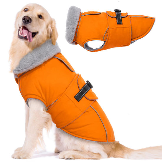Picture of Lelepet Warm Dog Coat Reflective Dog Fleece Vest Waterproof Dog Jacket Windproof Dog Winter Coat Dog Cold Weather Coat with Adjustable Buckle Fleece Lining Dog Snowsuit Dog Coat for Extra Large Dogs