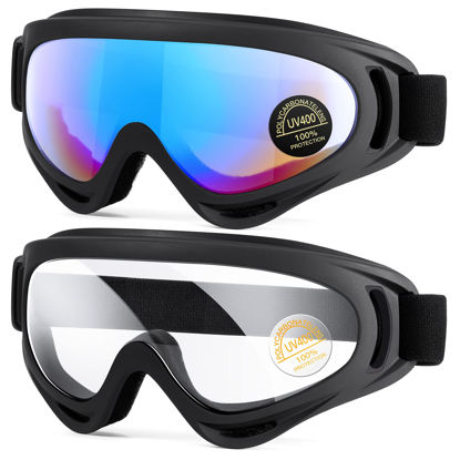 Picture of MAMBAOUT 2-Pack Snow Ski Goggles, Snowboard Goggles for Men, Women, Youth, Kids, Boys or Girls