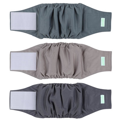 Picture of wegreeco Washable Male Dog Belly Band (Stylish Pattern)- Pack of 3 - Washable Male Dog Belly Wrap, Dog Diapers Male (Morandi, XX-Large)