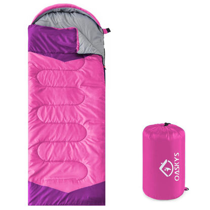Picture of oaskys Camping Sleeping Bag - 3 Season Warm & Cool Weather - Summer Spring Fall Lightweight Waterproof for Adults Kids - Camping Gear Equipment, Traveling, and Outdoors