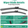 Picture of 24" 20" 15" Windshield Wiper Blades Replacement for Audi Q5 2018 2019 2020 2021 2022 2023 Premium All Weather Front Rear Wipers Set - OEM Quality (Pack of 3)