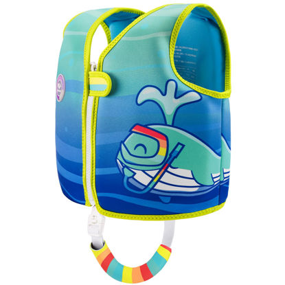 Picture of Pottwal Swim Vest for Kids - Swim Jacket for 2-3 Years (33-40LBS) - Buoyancy Aid Made of Neoprene & EPE - with Adjustable Crotch Strap - Cyan