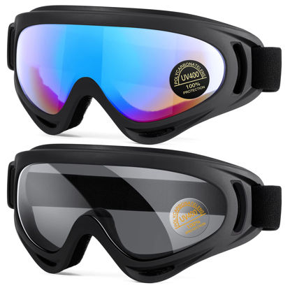 Picture of MAMBAOUT 2-Pack Snow Ski Goggles, Snowboard Goggles for Men, Women, Youth, Kids, Boys or Girls