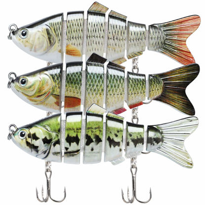 Picture of TRUSCEND Fishing Lures for Bass Trout Swimbaits for Bass Fishing Segmented Multi Jointed Swim Baits Slow Sinking Swimming Lures for Freshwater Saltwater Fishing Gear Lure Kit Fishing Gifts Plugs