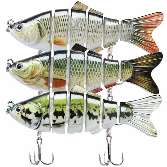 Picture of TRUSCEND Fishing Lures for Bass Trout Swimbaits for Bass Fishing Segmented Multi Jointed Swim Baits Slow Sinking Swimming Lures for Freshwater Saltwater Fishing Gear Lure Kit Fishing Gifts Plugs