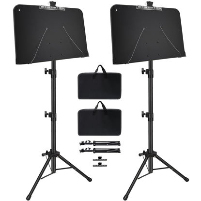 Picture of Sheet Music Stand, 1/2/3 Pack Adjustable Music Stand for Sheet Music, Music Sheet Stand Portable Folding with Carry bag Clip Holder for Guitar, Ukulele, Violin Players(Standard Version, 2 Pack)