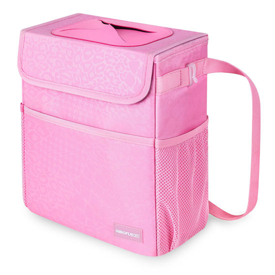 Picture of SIBOFUEGO Car Trash Can Cute - Multifunctional Interior Car Accessory for Women, Car Organizer and Storage with Adjustable Straps, Car Stuff Storage 2 Gallons (Leopard-Print Pink)