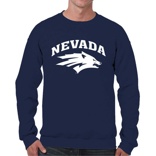 Picture of Campus ColorsCampus Colors Adult Arch & Logo Soft Style Gameday Crewneck Sweatshirt (Nevada Wolf Pack - Blue, Medium)