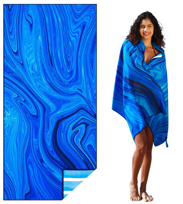 Picture of Microfiber Lightweight Beach Towel Sand Free Quick Dry Absorbent Thin Compact Towels for Swimming Pool Camping Beach Accessories Large Easy Pack Travel Things for Vacation Essentials Gift Adult