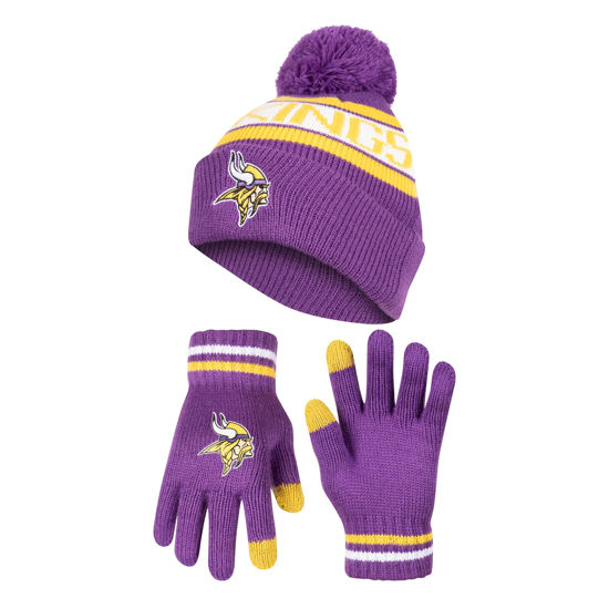 Picture of Ultra Game Unisex Kid's Standard Super Soft Winter Beanie Knit Hat with Extra Warm Touch Screen Gloves, Team Color 1