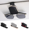 Picture of SINGARO Sunglasses Holder for Car, Leather Magnetic Buckle Sun Visor Sunglass Clip, Ticket Card Storage Glasses Clip, Car Interior Accessories for Men and Women（2PCS Black-Beige）