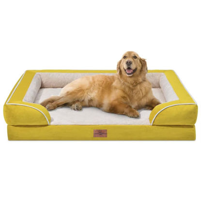 Picture of Comfort Expression Orthopedic XL Dog Beds, Waterproof Extra Large Dog Bed with Bolster, Washable Dog Bed Sofa with Removable Cover & Non-Slip Bottom(X-Large,Spicy Mustard)