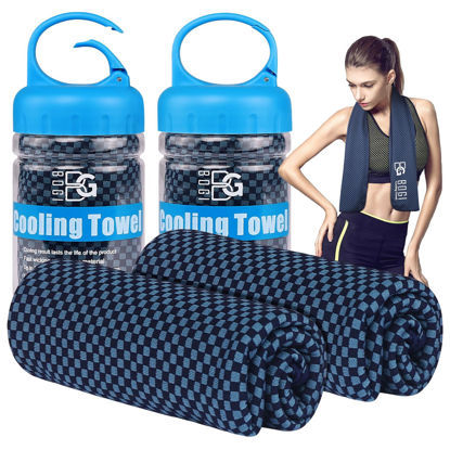 Picture of BOGI Cooling Towel 2 Pack, Cooling Towels for Neck and Face, 47"x14" Ice Towel for Instant Cooling Soft Breathable Chilly Towel for Yoga Golf Gym Camping Running Workout & More Activities (NBlue2)