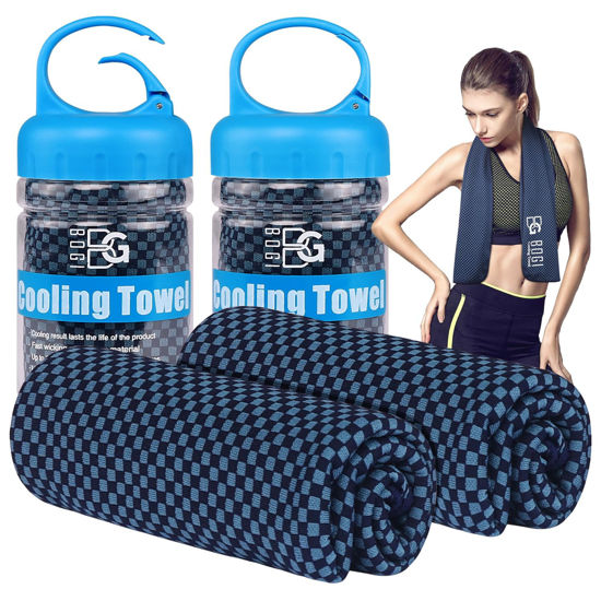Picture of BOGI Cooling Towel 2 Pack, Cooling Towels for Neck and Face, 47"x14" Ice Towel for Instant Cooling Soft Breathable Chilly Towel for Yoga Golf Gym Camping Running Workout & More Activities (NBlue2)