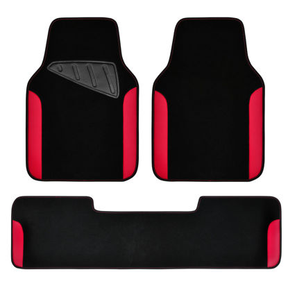 Picture of CAR PASS® Waterproof Universal Faux Leather 3Pcs Car Floor Mats, Red Car Mats Fit for SUV,Vans,sedans, Trucks,Set of Vehicles Car Carpet with Driver Heel Pad and Anti-Slip Nibs Backing (red 3Pcs)
