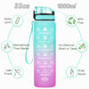 Picture of Enerbone 32 oz Water Bottle, Leakproof BPA & Toxic Free, Motivational Water Bottle with Times to Drink and Straw, Fitness Sports Water Bottle with Strap for Office, Gym, Outdoor Sports, Green-Purple