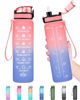 Picture of Enerbone 32 oz Water Bottle, Leakproof BPA & Toxic Free, Motivational Water Bottle with Times to Drink and Straw, Fitness Sports Water Bottle with Strap for Office, Gym, Outdoor Sports, Pink-Blue
