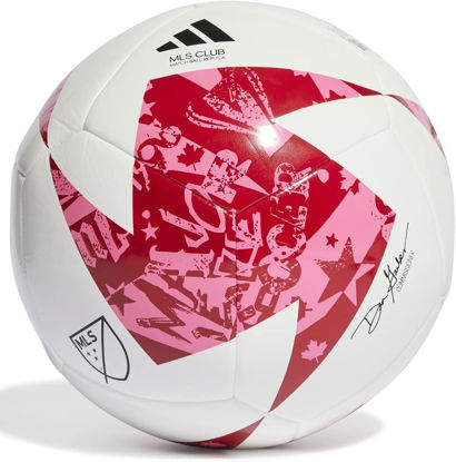Picture of adidas MLS Club Soccer Ball, White/Red/Solar Pink, 3