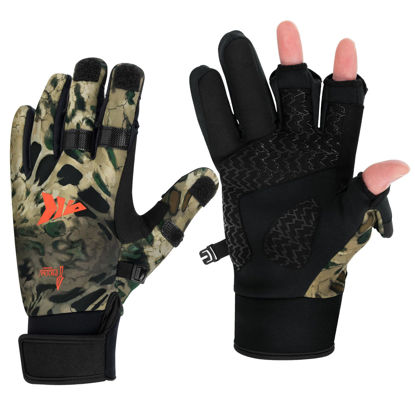 Picture of KastKing Mountain Mist Fishing Gloves - Cold Winter Weather Fishing Gloves - Fishing Gloves for Men and Women - Ideal as Ice Fishing, Photography, or Hunting Gloves(Prym1 Mp,Small)