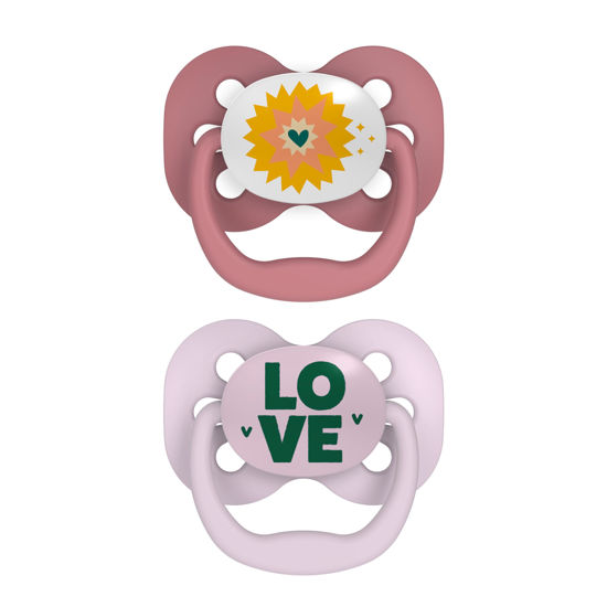 Picture of Dr. Brown's Advantage Baby Pacifier, Fully Symmetrical Soother with Soft Silicone Bulb, 0-6m, BPA Free, Lavender Love, 2 Pack (Style May Vary)