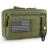 Picture of FRTKK Tactical Molle Admin Pouch Utility Laser Cut EDC Tool Pouch Bag Horizontal Modular Pouches Include US Flag Patch and Keychain (Army Green)