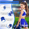 Picture of Hanaive Cheerleading Pom Poms and Large Cheerleader Hair Bow 12 Inch Large Metallic Cheer Cheerleader Pom Poms for Sports Team Spirit Cheering(Blue and White Mixed,Glitter and Matte)