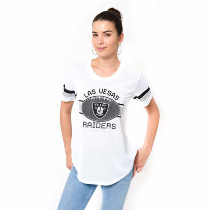 Picture of Ultra Game NFL Las Vegas Raiders Womenss Soft Mesh Jersey Varsity Tee Shirt, White, Large