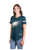 Picture of Ultra Game NFL Philadelphia Eagles Womenss Soft Mesh Jersey Varsity Stripe Jock Tag Crew Neck Tee Shirt Top, Team Color, Large