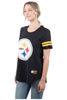 Picture of Ultra Game NFL Pittsburgh Steelers Womenss Soft Mesh Jersey Varsity Stripe Jock Tag Crew Neck Tee Shirt Top, Team Color, Medium