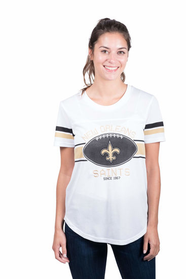 Picture of Ultra Game NFL New Orleans Saints Womenss Soft Mesh Jersey Varsity Tee Shirt, White, X-Large