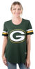 Picture of Ultra Game NFL Green Bay Packers Womenss Soft Mesh Jersey Varsity Stripe Jock Tag Crew Neck Tee Shirt Top, Team Color, X-Large