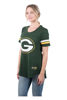 Picture of Ultra Game NFL Green Bay Packers Womenss Soft Mesh Jersey Varsity Stripe Jock Tag Crew Neck Tee Shirt Top, Team Color, X-Large