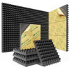 Picture of Sonicism 12 Pack Pyramid Sound Proof Foam Panels with Self-Adhesive, 12" X 12" X 2" Acoustic Foam Panels of High Density, Soundproof Wall Panels Fast Expand, Sound Absorption and Decoration (Black)