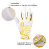 Picture of HANDLANDY Youth Football Gloves, Sticky Wide Receiver Gloves for Kids & Adult, White and Gold Stretch Fit Football Gloves (X-Small)