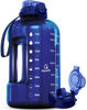 Picture of AQUAFIT 64 oz Water Bottle with Time Marker - Straw & Chug Lid - BPA Free Big Water Bottle with Straw - Gym Water Bottle with Handle - Gallon Water Jug (64 Ounces, Blue)