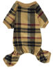 Picture of Beige Buffalo Plaid Christmas Clothes for Small Dog Pajamas Onesie PJS for Pet Back Length 12"