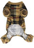 Picture of Beige Buffalo Plaid Christmas Clothes for Small Dog Pajamas Onesie PJS for Pet Back Length 12"