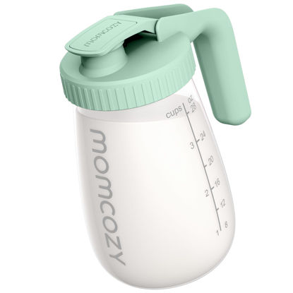 Picture of Momcozy Breast Milk Pitcher, Resistant to Heat and Cold Abrupt Temp Swings, No Leak Glass Breast Milk Fridge Storage Container With Wide Mouth, Fast Baby Formula Maker, Breastfeeding Essentials, Green