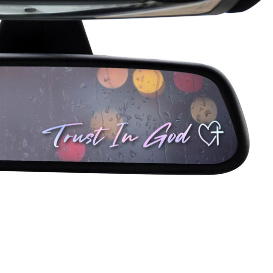 Picture of 3 x Trust In God Cross Holographic Car Mirror Decal Stickers for Cars Rearview Mirror Decal for Women Cute Decals Vinyl Affirmation Stickers for Window, Mirror, Tumbler, and Water Bottle