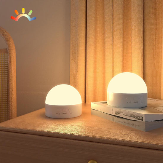 Picture of Kintion 2pcs Portable LED Night Light for Kids and Adult Bedside(with RGB Mode), Dimmable Warm/Red 6 Color Light Nursery Night Lamp, Soft Eye Caring Night Light for Baby Breastfeeding and Sleep Aid
