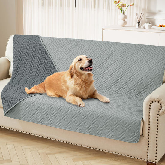 Picture of hyha Waterproof Dog Blanket, Soft Pet Bed Blankets, Waterproof Sofa Couch Cover for Dogs Washable, Reversible Pet Couch Covers for Sofa Furniture (52x82 Inch, Grey/Dark Grey)